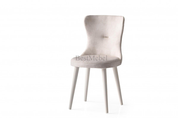 Трапезен стол "Ela 355" - крака екрю, седалка крем
