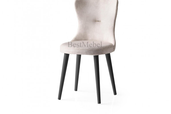 Трапезен стол "Ela 355" - крака черно, седалка крем