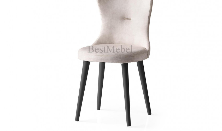 Трапезен стол "Ela 355" - крака черно, седалка крем