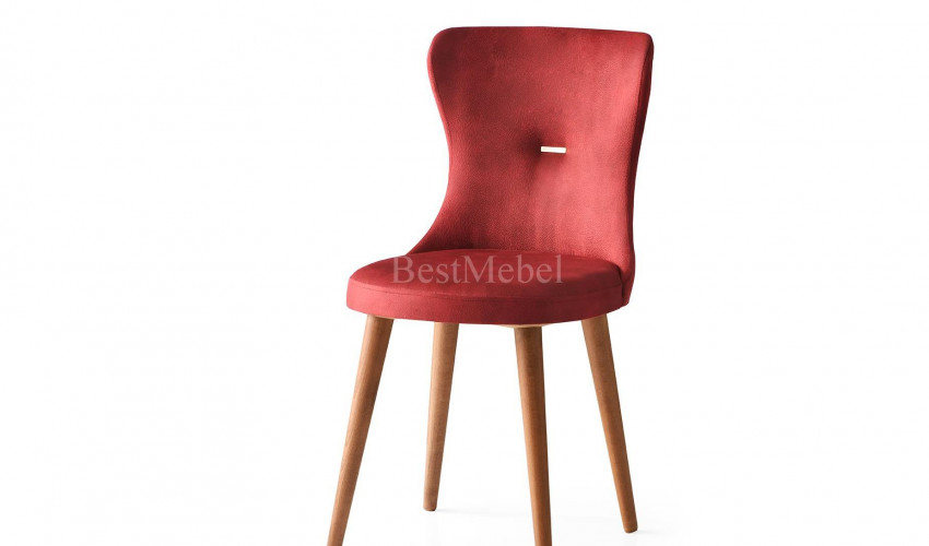 Трапезен стол "Ela 361" - крака орех, седалка бордо