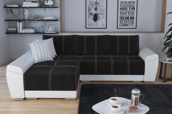 Ъглов диван "Модел 7012"  - черно/бяло