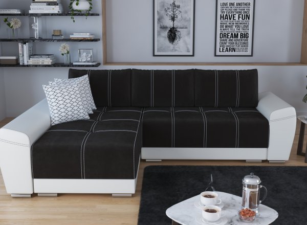 Ъглов диван "Модел 7012"  - черно/бяло