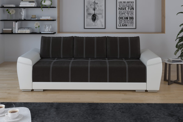 Разтегателен диван "Модел 7074" - бяло/черно