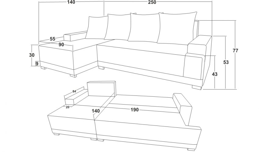 Ъглов диван "Модел 7006" - кафяво/бежов