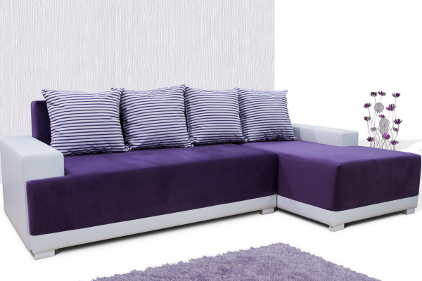 Ъглов диван "Модел 7006"  - лилаво/бяло