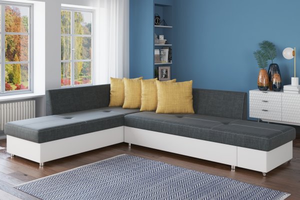Ъглов диван "Модел 7001"  - сиво/бяло